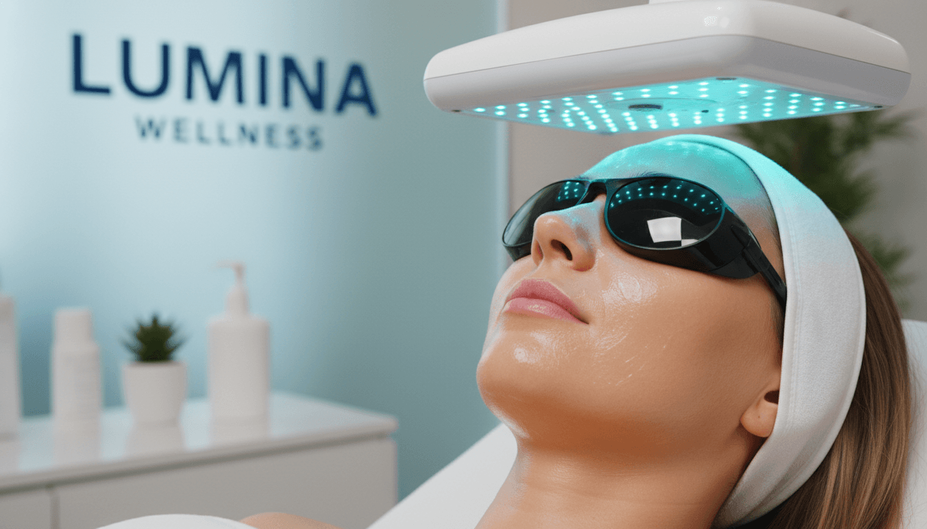 Aesthetic clinic professional in white coat applying cosmetic treatment on woman's face